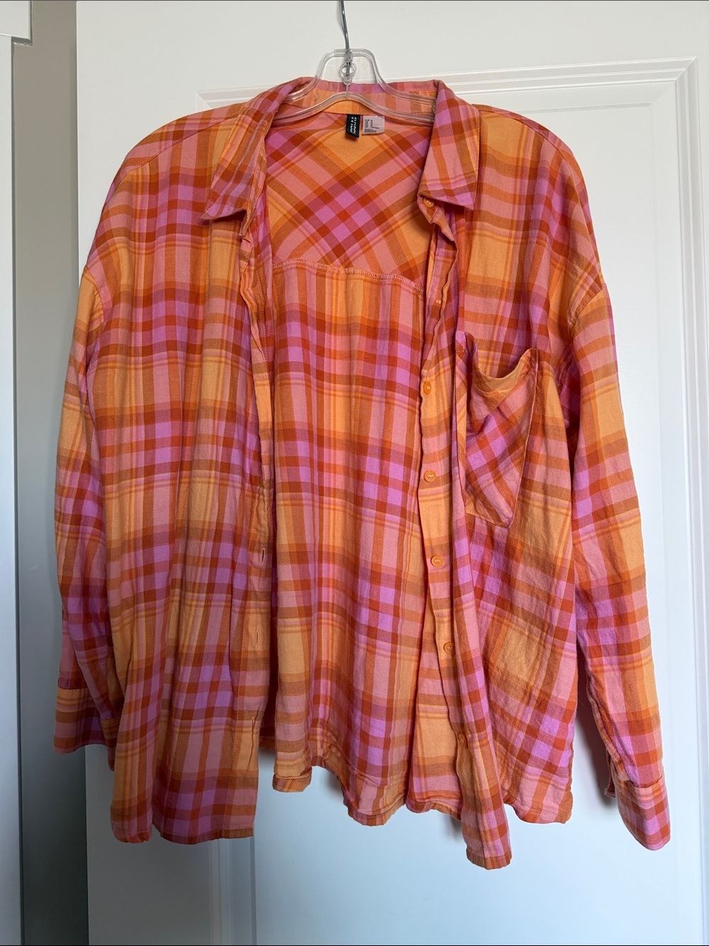 Divided Orange & Pink Plaid Button-Down Shirt